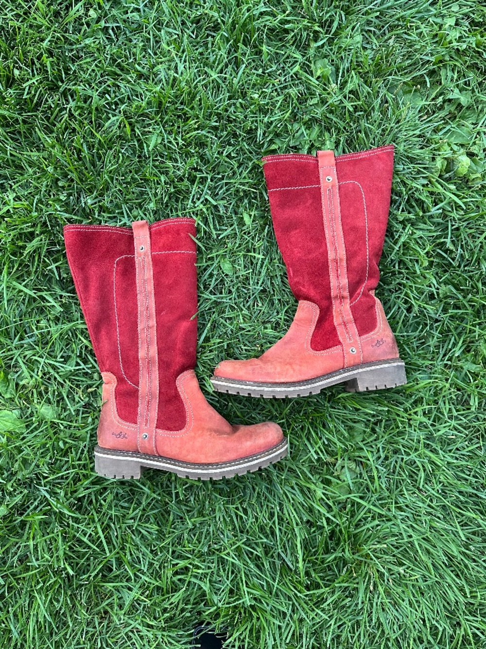 Bos.&co red suede boots cowboy style - Picture 2 of 7